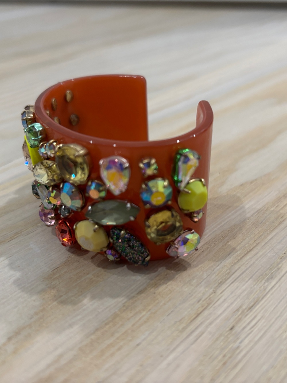 J.Crew Colorful Orange Jeweled Cuff Bracelet with jewels - Picture 2 of 4